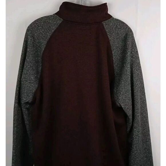 Sonoma  1/4 Snap Button Up Long Sleeve Pullover Sweater Mens XL Maroon/Gray - Picture 7 of 9